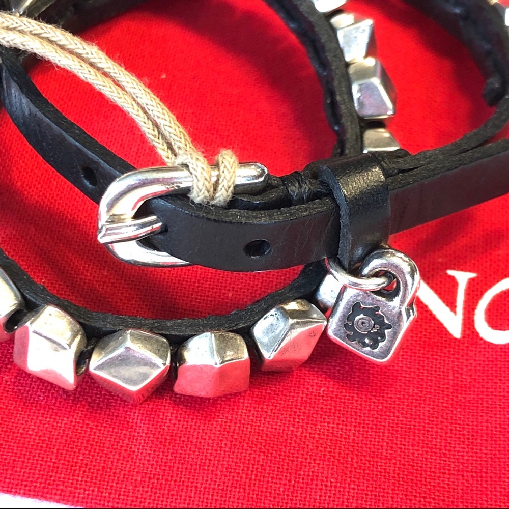 UNO de 50 Silver Rock Stud Leather Buckle Bracelet - Picture 5 of 8